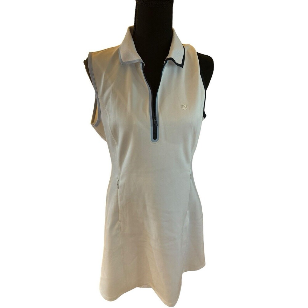 G/FORE Sleeveless White Polo Stretch Nylon Lined Golf Tennis Dress L NWOT $225